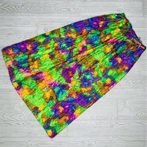 Vintage Alex Coleman quilted plush bright watercolor skirt size small